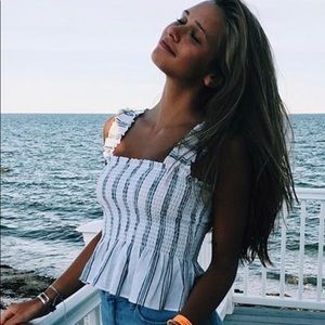 Smocked Striped Ruffle Top